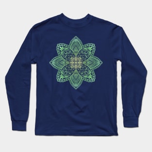 Playful Mandala in Green Long Sleeve T-Shirt